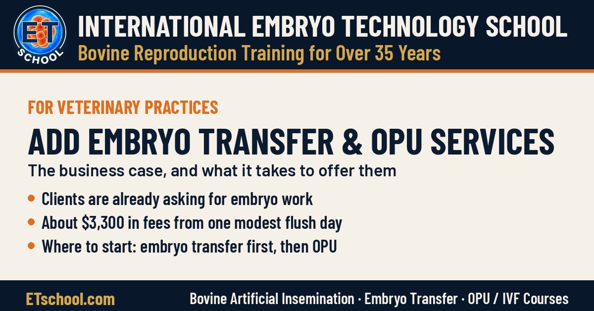 Adding cattle embryo transfer and OPU services to a veterinary practice - the business case