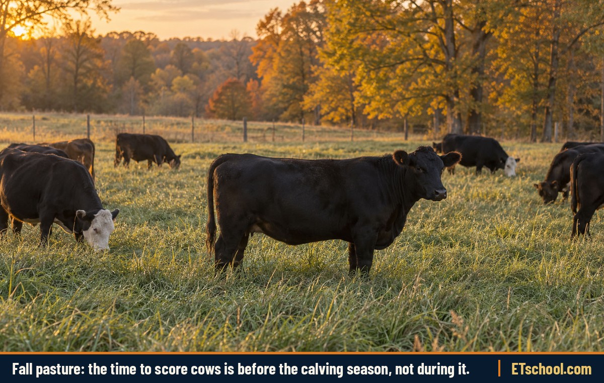 Black Angus and black baldy cows grazing stockpiled fescue in a Southern pasture in autumn