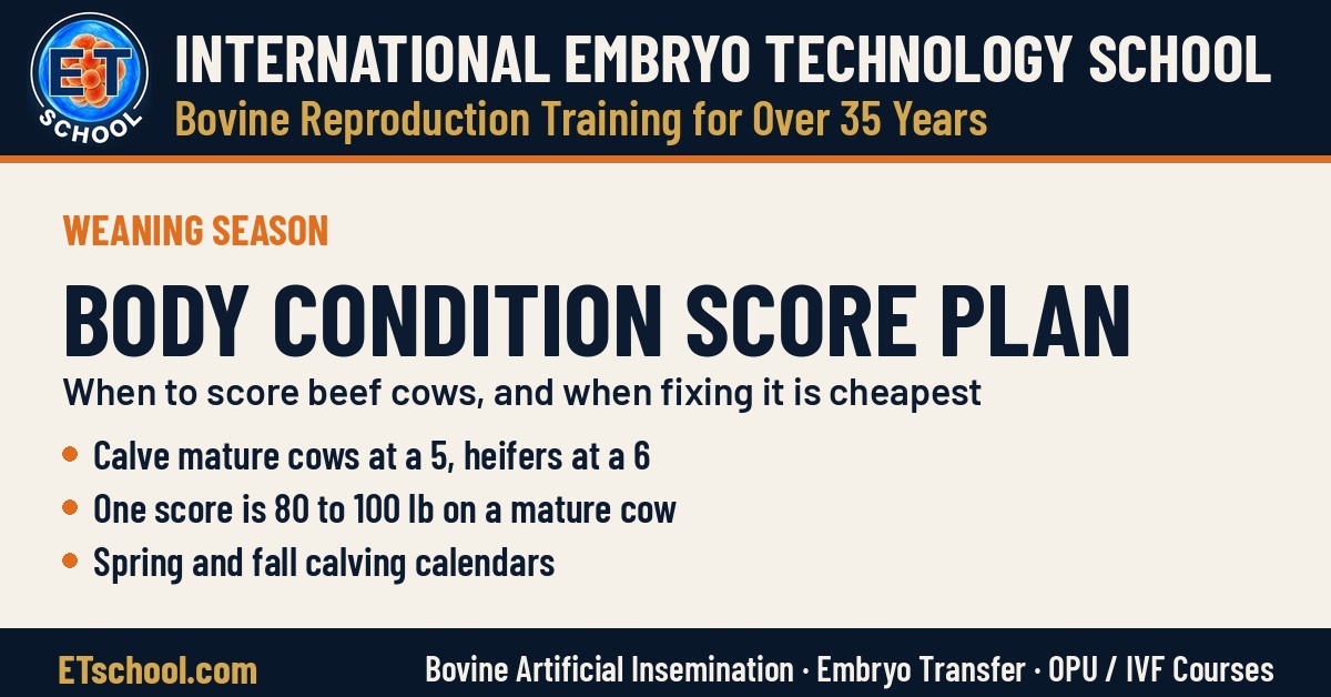 Body condition scoring beef cows - a month-by-month plan for spring and fall calving herds