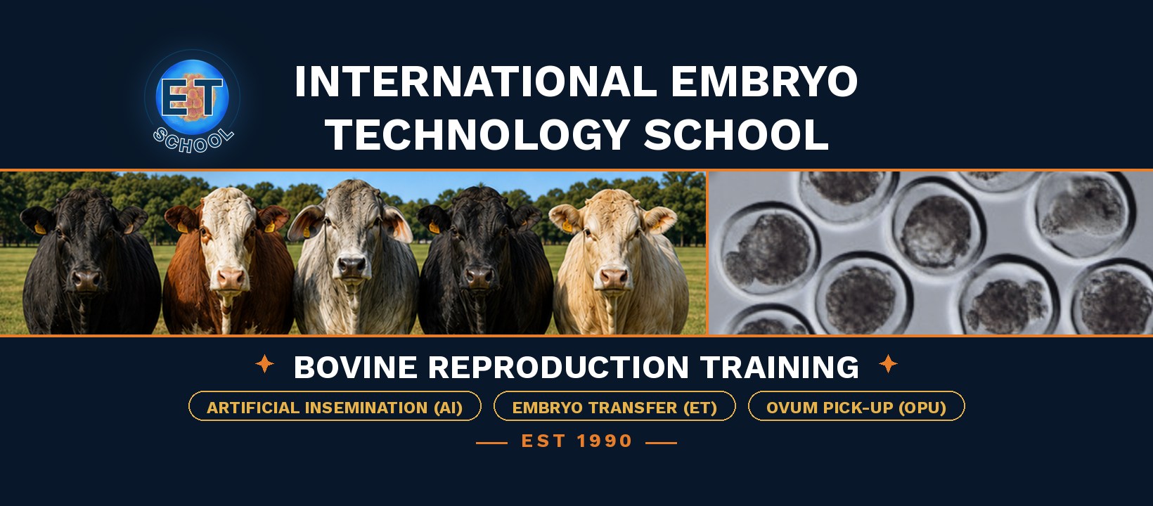 International Embryo Technology School on Facebook - bovine reproduction training in artificial insemination, embryo transfer and ovum pick-up, est 1990