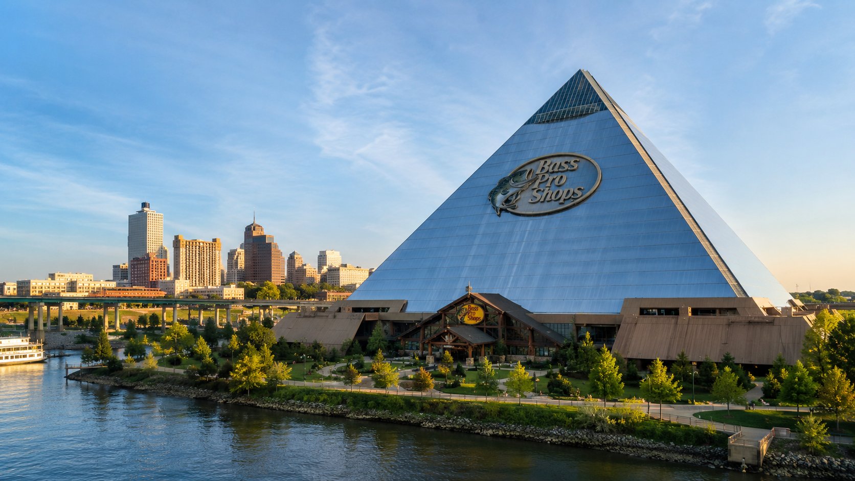 Memphis Pyramid on the Mississippi River, now home to Bass Pro Shops