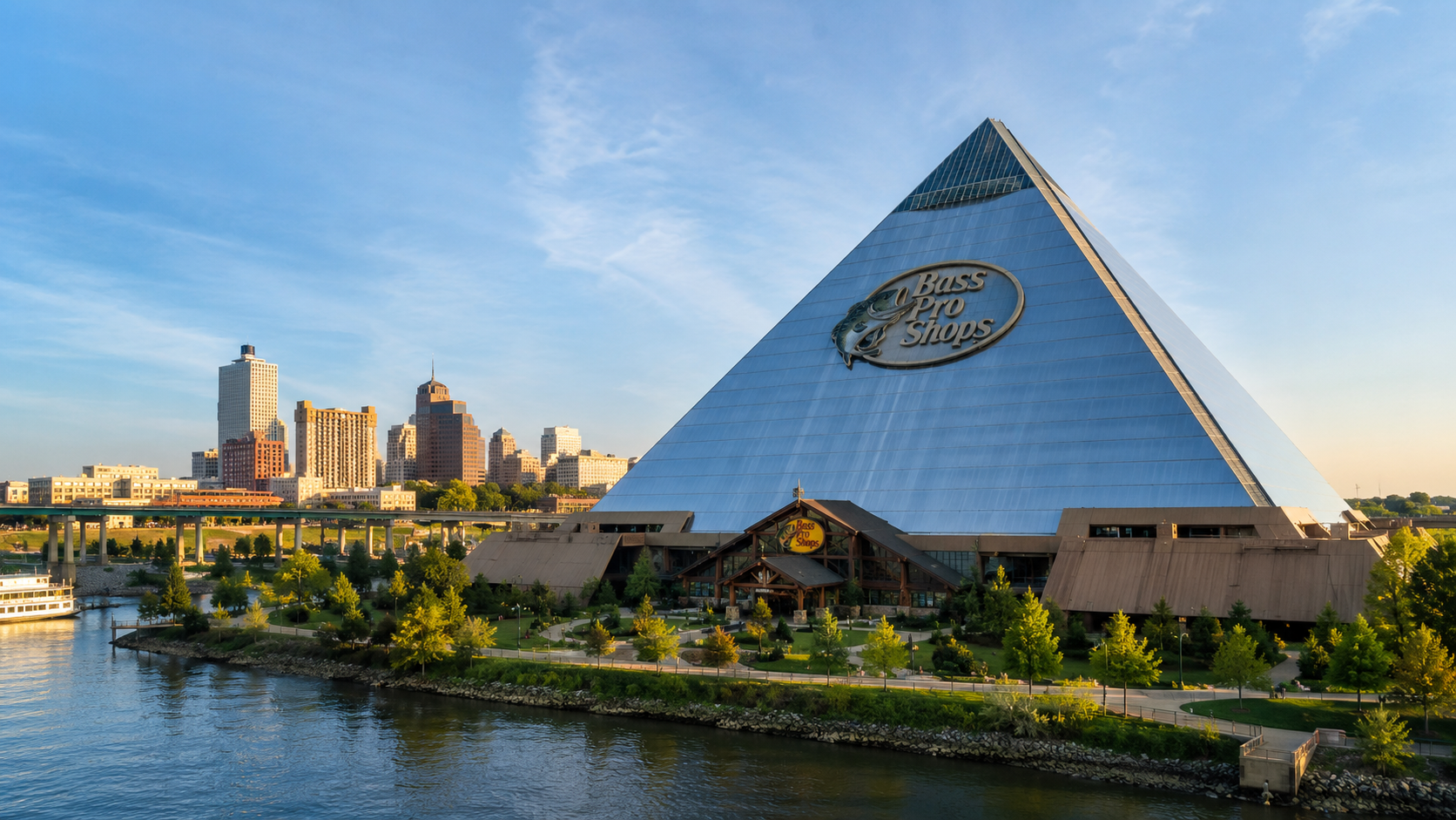 Memphis Pyramid on the Mississippi River, now home to Bass Pro Shops